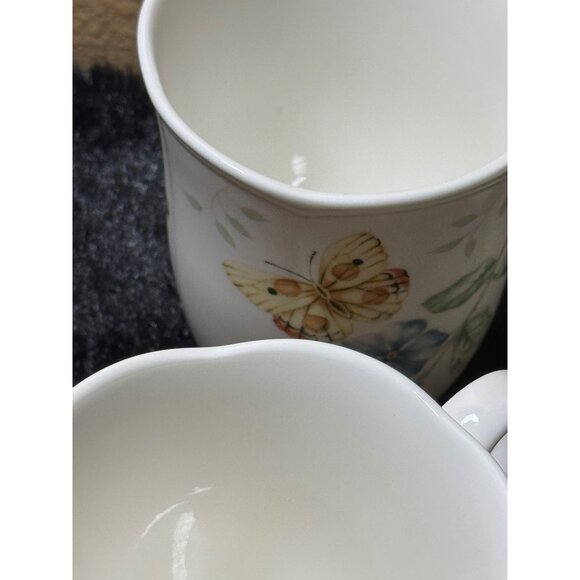 Lenox Butterfly Meadows Fine Bone China Butterfly Floral Coffee Tea Mugs Set 4 - Picture 4 of 12